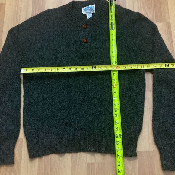 Vintage Environmental Clothing Sweater Green Wool Two Buttons Men M Made in USA - Picture 7 of 7